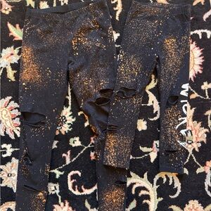 Mother/daughter black and Orange Splatter Leggings